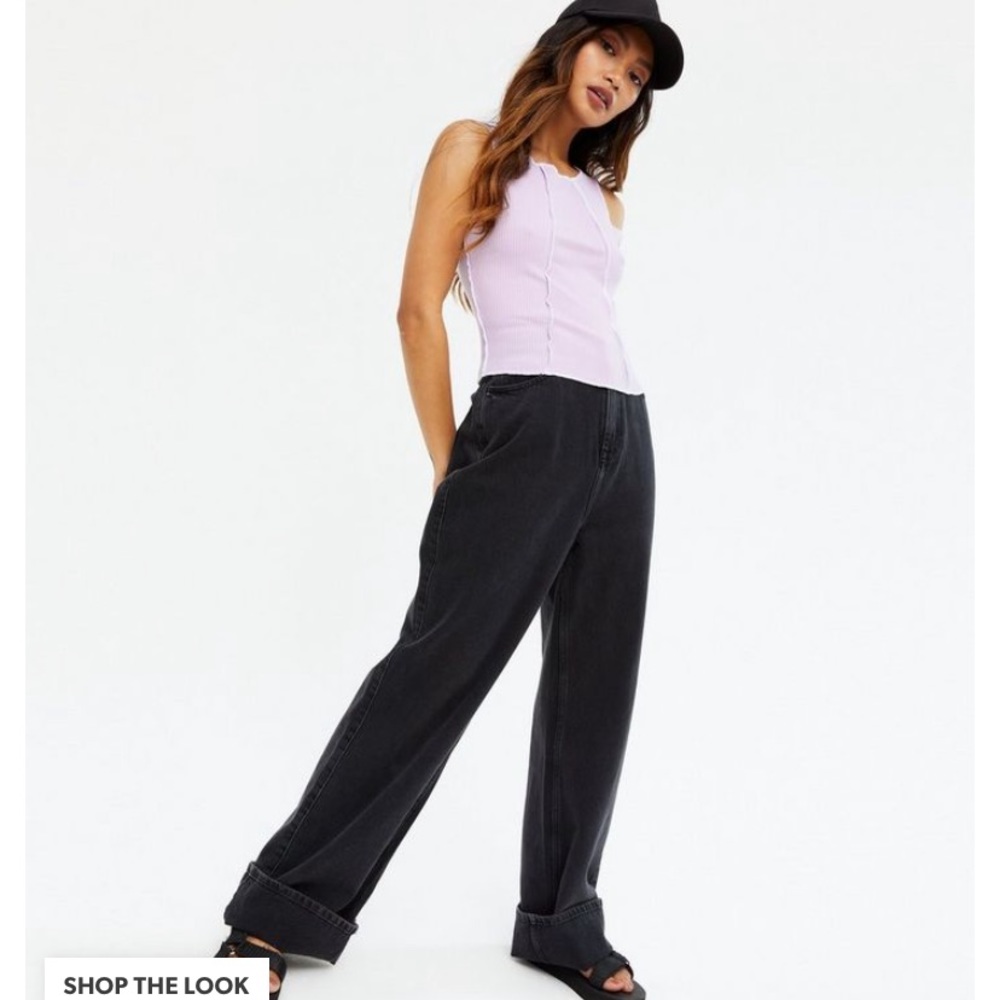 NEW LOOK Lavender Exposed Seam Crop Top